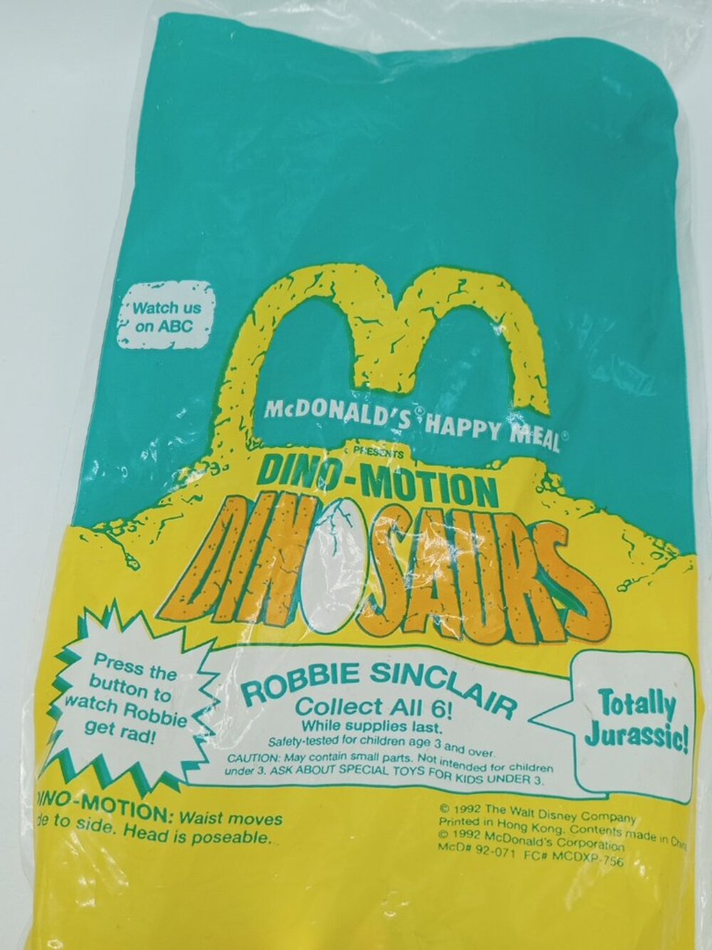 Vintage 1992 Open Dinosaurs TV Show Dino-Motion Robby Sinclair - McDonald's